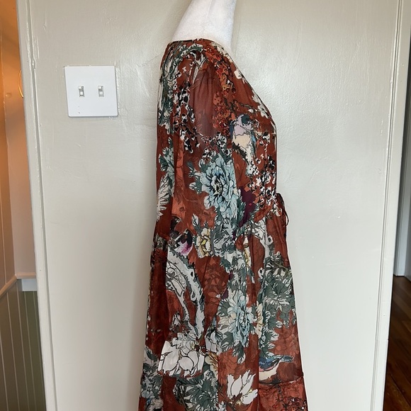 Anthropologie Hemant & Nandita Zeri Tiered Floral Ruffle Dress Size 10 - Picture 8 of 15